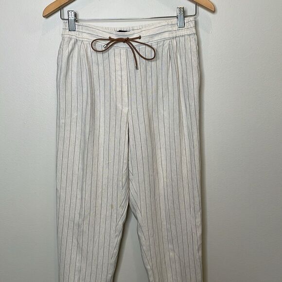 Massimo Dutti Linen Blend Striped Pants Size 4 - Picture 5 of 12